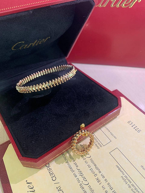 Cartier Комплект: зубчики кільце та браслет / Cartier кільце та браслет у лимонному золоті Одеса - фото 6