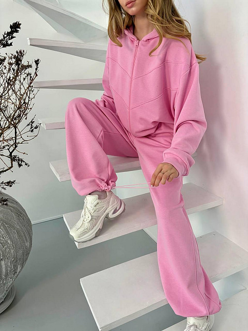 Жіночий стильний повсякденний весняний костюм 100% бавовна Рожевий Одеса - фото 9