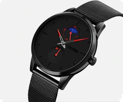 Чоловічий класичний годинник Skmei 9208 (Чорний з червоними стрілками) Київ - фото 2