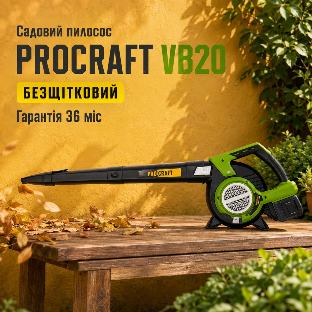Аккумуляторная воздуходувка с регулировкой давления воздуха Procraft без АКБ и ЗУ, Ветродуйка аккумуляторная Львов - изображение 1