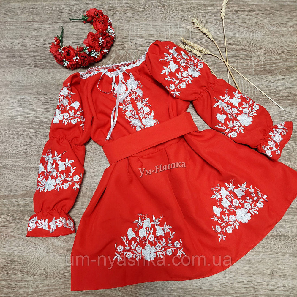 Червона вишита сукня плаття вишиванка Квіткова поляна Кривий Ріг - фото 3