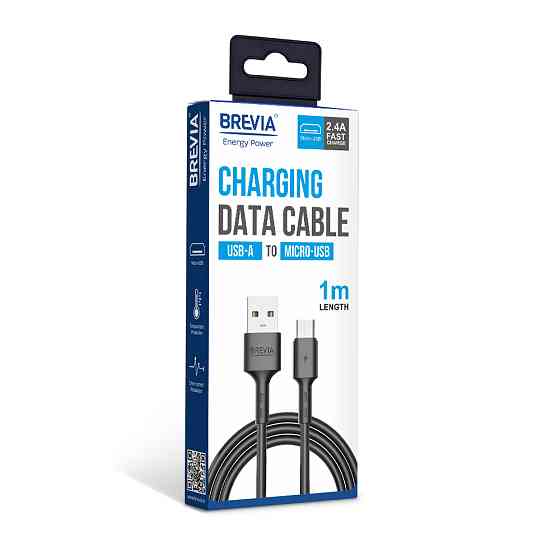 Кабель Brevia USB to Micro 2,4А 1м, чорний box (51100BUMC1) Львів
