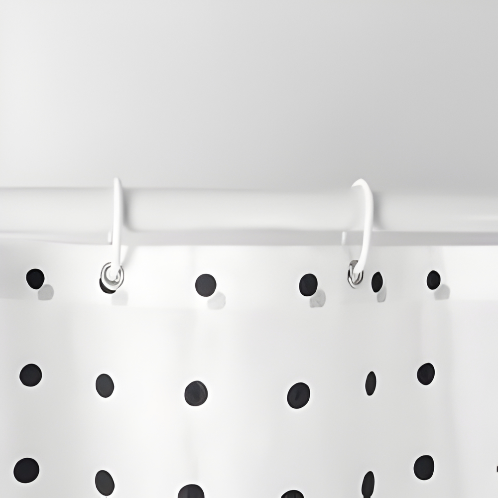 Шторка для ванної та душу 180x180 см водостійка, шторка для ванної кімнати з кільцями і гачками, біла з чорним принтом Кам'янець-Подільський - фото 3