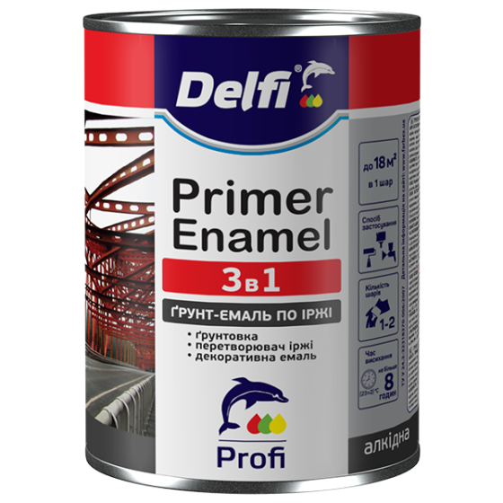 Грунт-эмаль по ржавчине 3 в 1, серая, ТМ «Delfi» - 0,9 кг Харьков