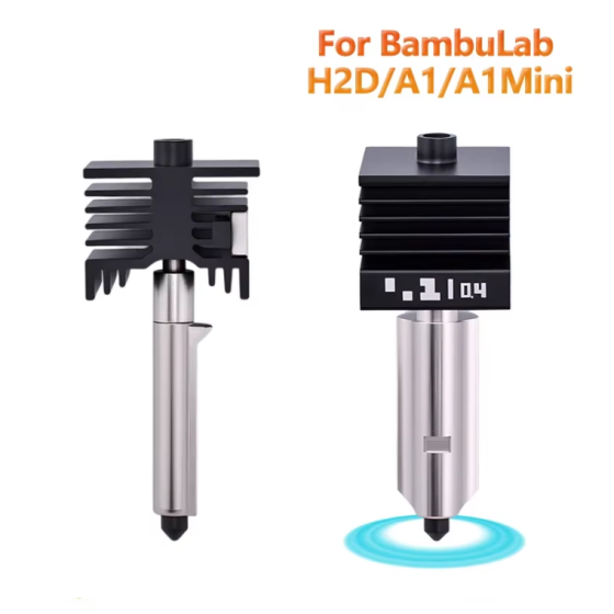Хотенд 0,2 мм зі збільшеним обємом нагрівача для Bambu Lab A1, A1 mini, H2D (Ur Elk) Київ