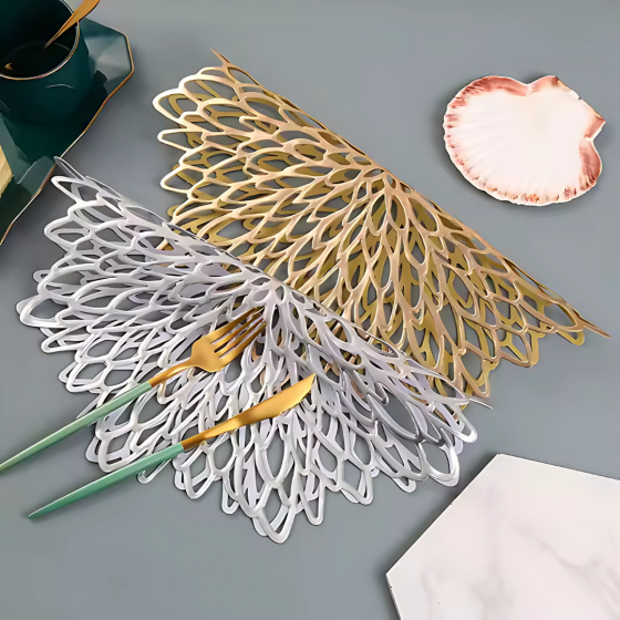 Сервировочная салфетка фигурная под горячее, коврик сервировочный серебристый набор 2 шт Каменец-Подольский