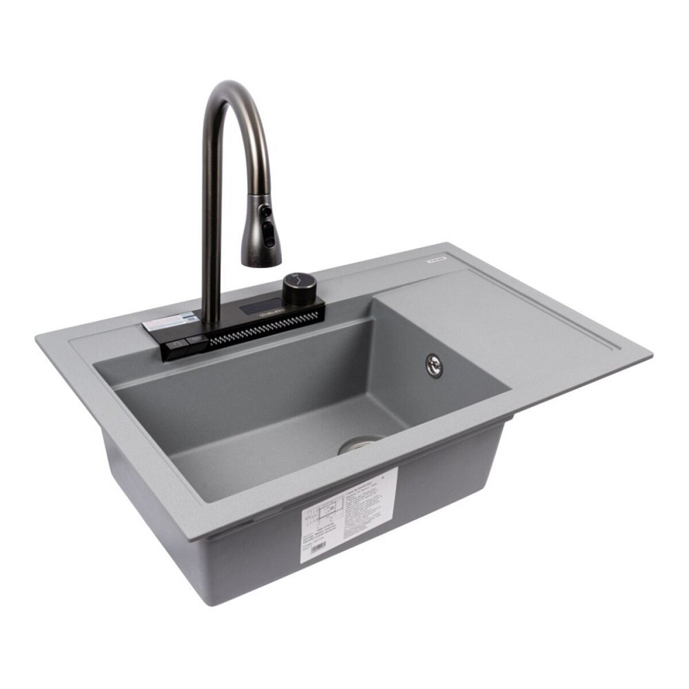 VALESO Гранітна мийка VALESO ATRUM 7950 матова Сірий металік Київ - фото 5