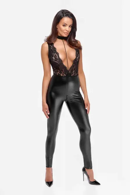 Комбінезон Noir Handmade F298 Libido Deep-V catsuit with collar and pearl chain - XL Львів - фото 1