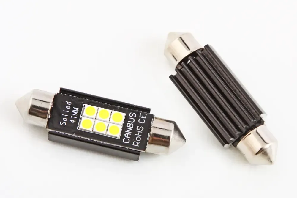 Лампа диодная 12В салона 41мм  6-SMD 3030 CAN с радиатором Cyclone (2 шт.) Винница - изображение 1