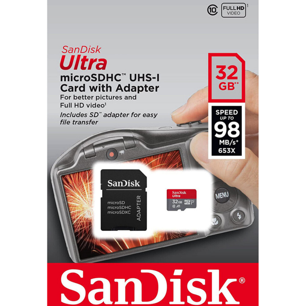 microSDHC (UHS-1) SanDisk Ultra 32Gb class 10 A1 (120Mb/s) (adapter SD) Imaging Packaging Киев - изображение 1