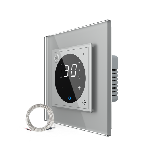 Терморегулятор (термостат) сенсорний програмований для електричної теплої підлоги LIVOLO, сірий скляний (VL-C7FCQ1-2IPS72) Коломия