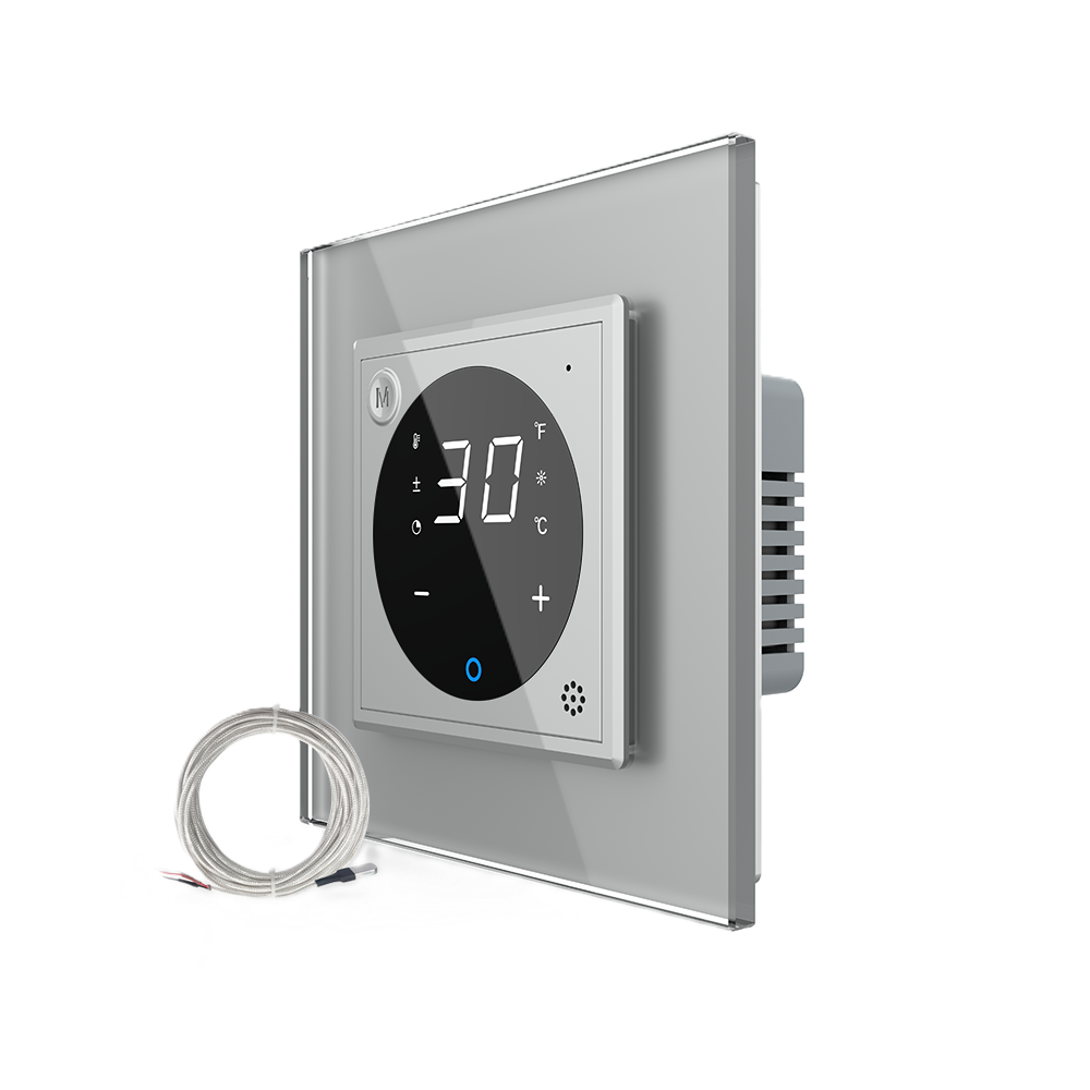 Терморегулятор (термостат) сенсорний програмований для електричної теплої підлоги LIVOLO, сірий скляний (VL-C7FCQ1-2IPS72) Коломия - фото 1