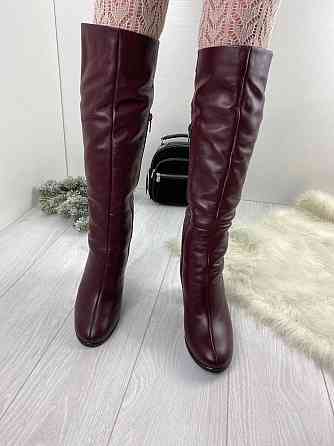 Stepter Чоботи зимові жіночі з натуральної шкіри на підборах бордові 657 р. 36-40 / Чоботи на з Коломия