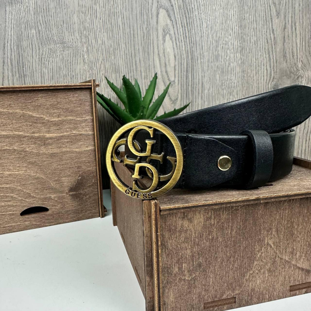 Жіночий ремінь пояс пояс натуральна шкіра стиль Guess чорний ( 22657 ) Харків - фото 2