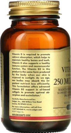 Витамин Д3 Solgar Vitamin D3 10000IU 120 softgels Киев