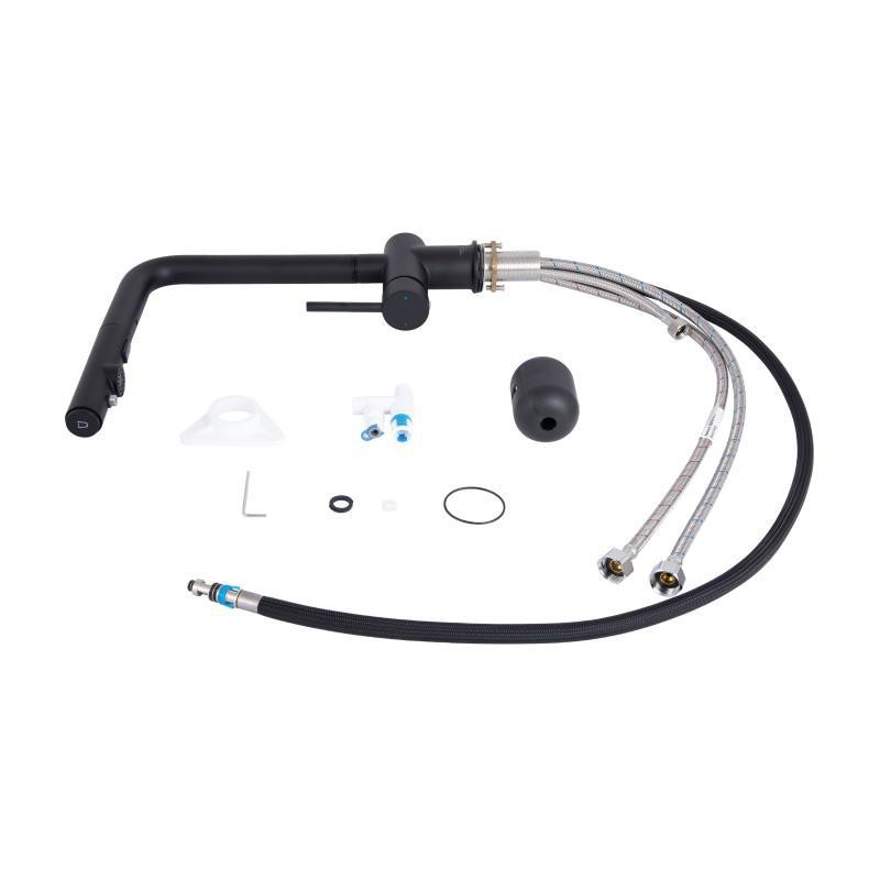 Смеситель для кухни Qtap Rozcesti с выдвижным изливом с подключением для питьевой воды QTROZ367BLM45943 Black Харьков - изображение 8