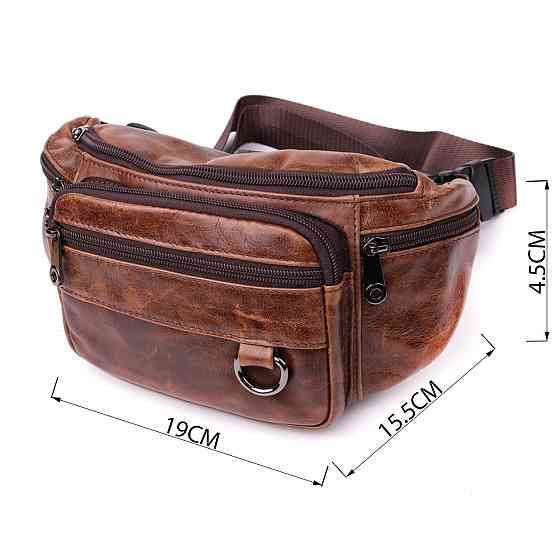 Бананка для мужчин в винтажном стиле из натуральной кожи Vintage sale_15106 Коричневый Киев