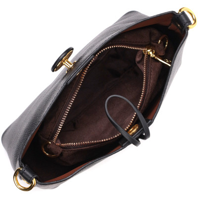 Сумка Vintage Жіноча із застібкою ґудзиком з натуральної шкіри Чорна (22319) Вінниця - фото 10