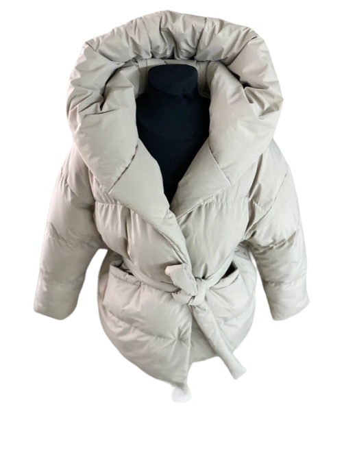 Пуховик женский короткий с поясом Бежевый 46/48 Харьков - изображение 1