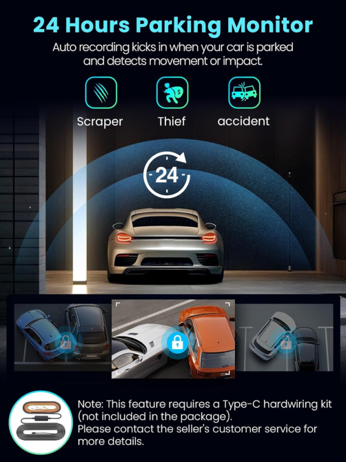 Автомобільний відеореєстратор Altotive E3 Dual: 1080P Full HD, 2 камери, кут 170°, G-сенсор, Нічне бачення + SD-карта 32 ГБ Київ - фото 7