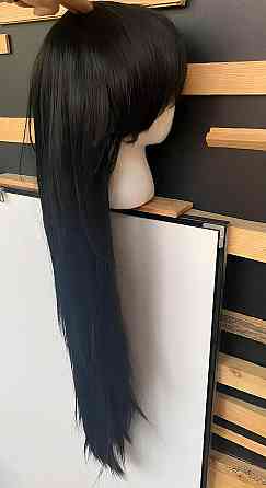 Довга чорна перука RESTEQ 100 см – пряме синтетичне волосся для косплею, аніме, вечірок і фотосесій Київ