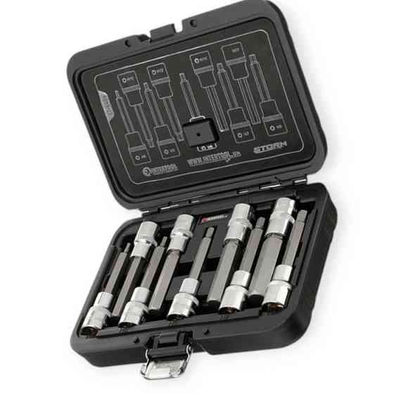 Набір головок - вставок 1/2" 6 граней HEX 9шт 4-17 мм, 100мм, S2 (футляр) Storm Мукачево