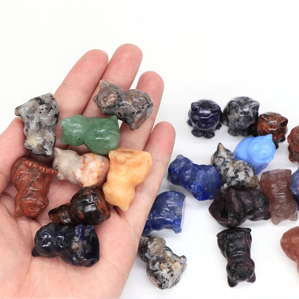 Статуетка кота з натурального каменю обсидіану 30*20 мм Київ - фото 2