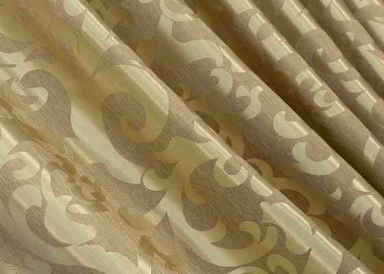 Комплект штор VR-Textil Жакард Вензель 100х270 2шт і Тюль 400х270 091ш-1147т Золотистий з білим 71-097/2 Київ