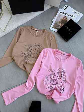 Жіночий повсякденний лонгслів із мікродайвінгу з малюнком Рожевий 2, 42/44 Одеса