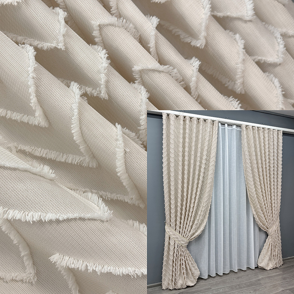 Комплект штор VR-Textil Лен Букле № 1806ш Айвори 150х295 см 2 шт (33-0782) Киев - изображение 1