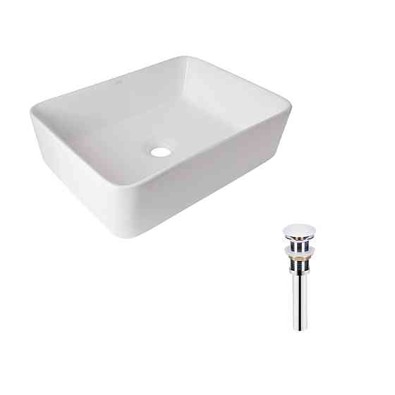 Комплект Qtap Tern: Раковина накладная прямоугольная 480х370х135 мм White + Донный клапан PU02 Киев