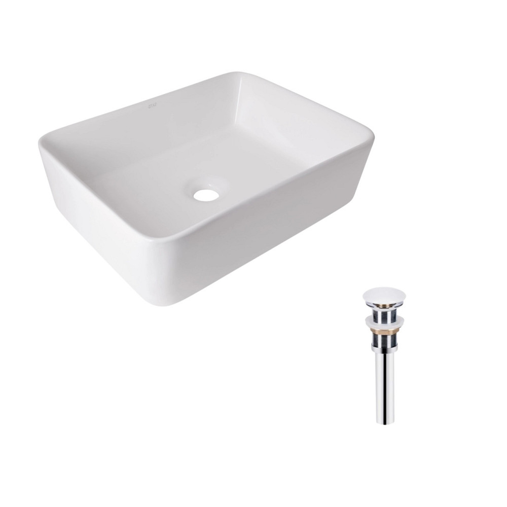 Комплект Qtap Tern: Раковина накладная прямоугольная 480х370х135 мм White + Донный клапан PU02 Киев - изображение 1