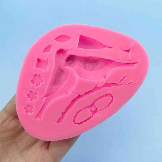 Молд силиконовый Птички 116 на 85 мм розовый Киев