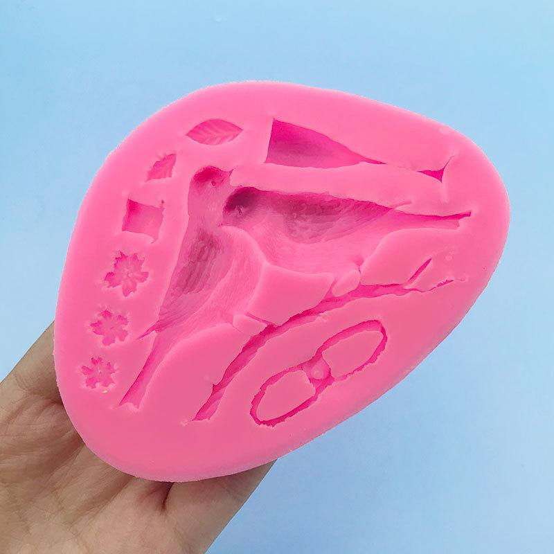 Молд силиконовый Птички 116 на 85 мм розовый Киев - изображение 5