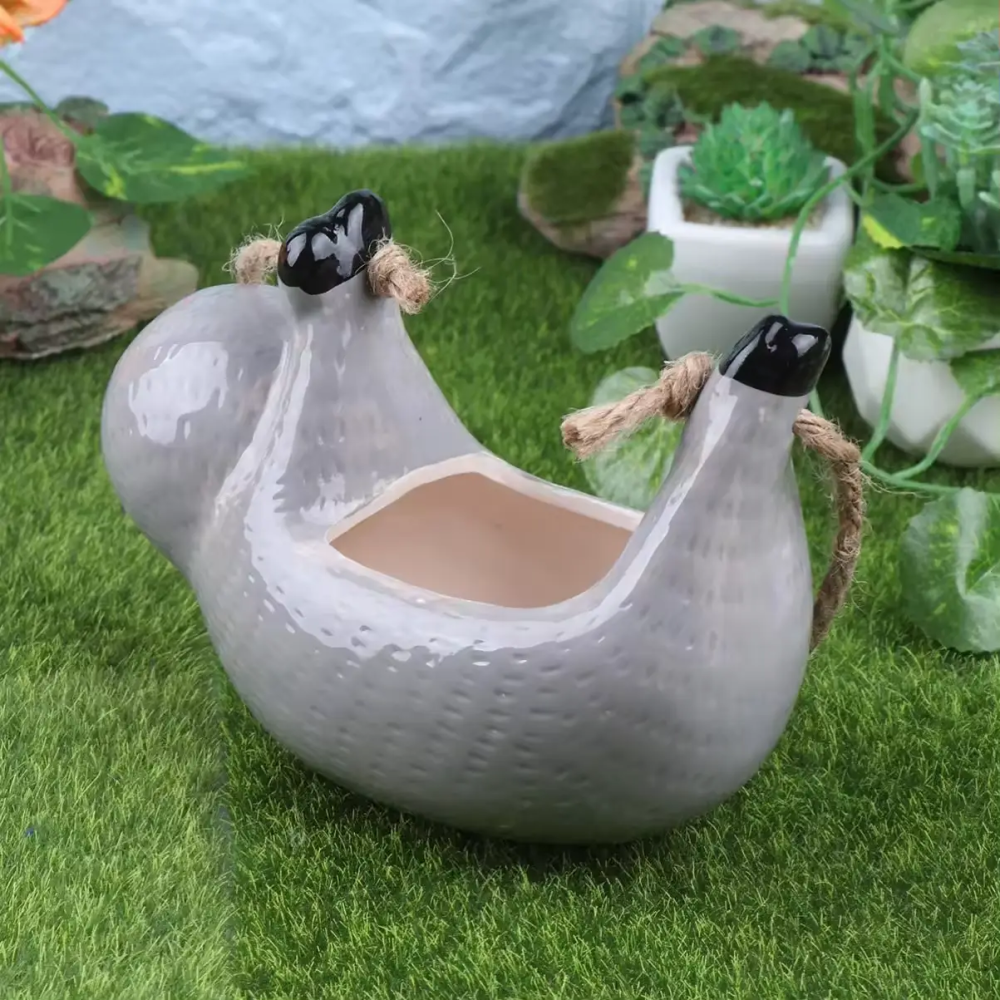 Підвісний квітковий горщик у формі Лінивця (кераміка) Сірий Вінниця - фото 10