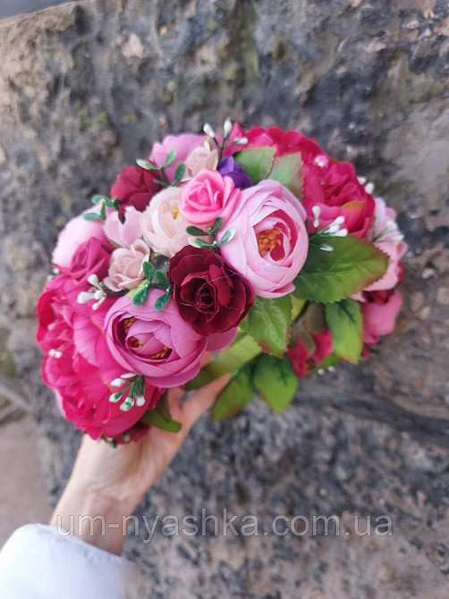 Ободок обруч з квітами "Піони великий малиновий" Кривий Ріг - фото 4