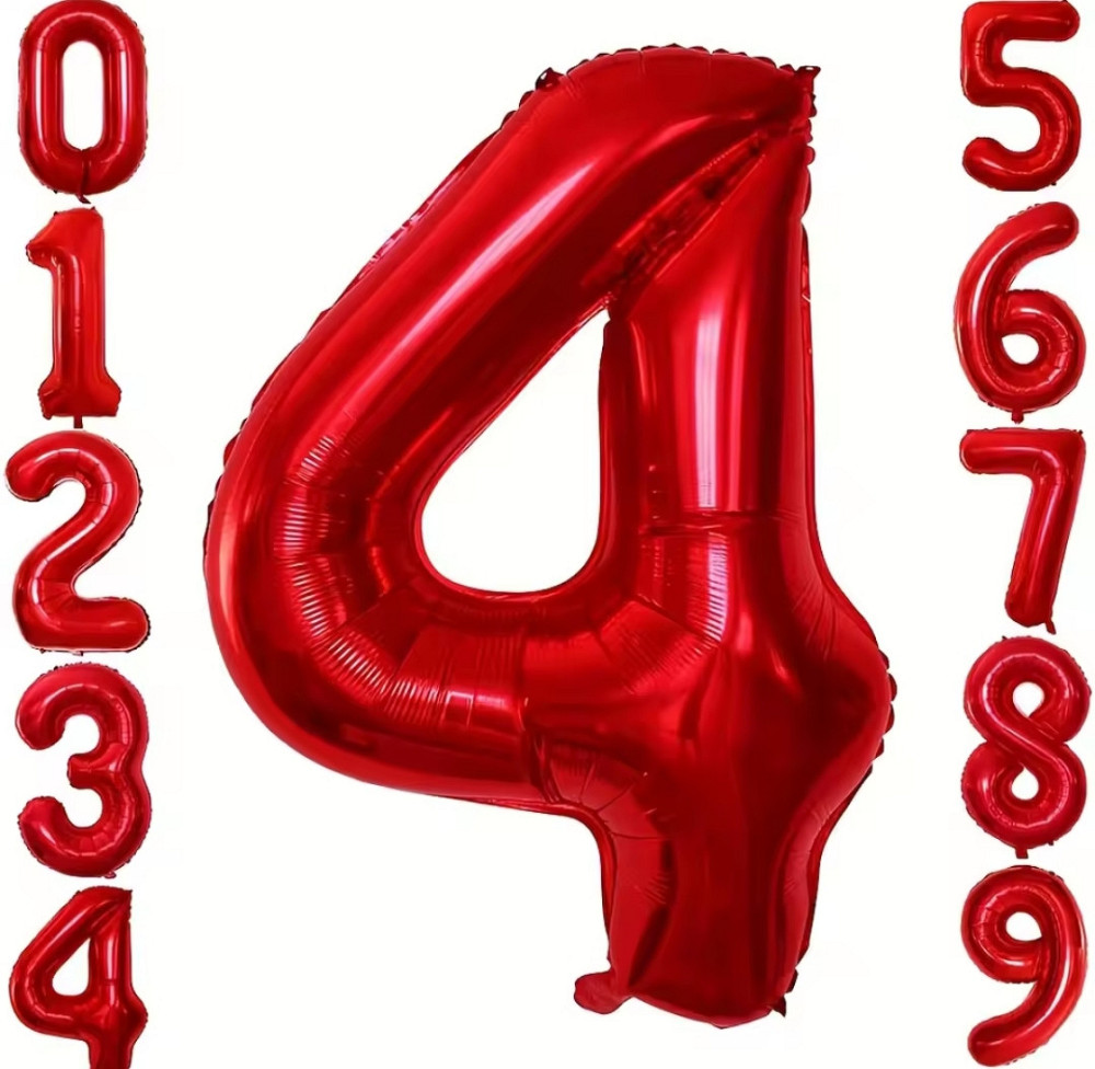 Цифра шар 4 красный 32