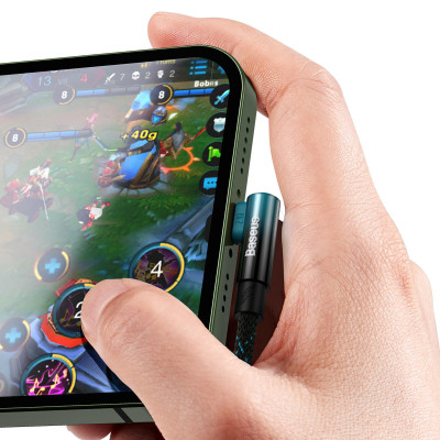 Дата кабель USB 2.0 AM to Lightning 1.0m 2.4A 90° corner black/blue Baseus (CAVP000021) Вінниця - фото 7