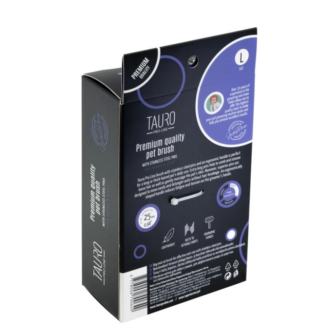 Tauro Pro Line Royal Щітка пластикова тонкі та м'які зубчики з нержавіючої сталі 25 мм, фіолетова, велика 17,5 x 10,6 x 6,2 см Киев - изображение 7