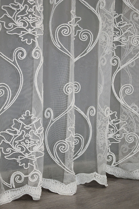 Тюль фатин з вишивкою, колір білий 1419т Київ - фото 8