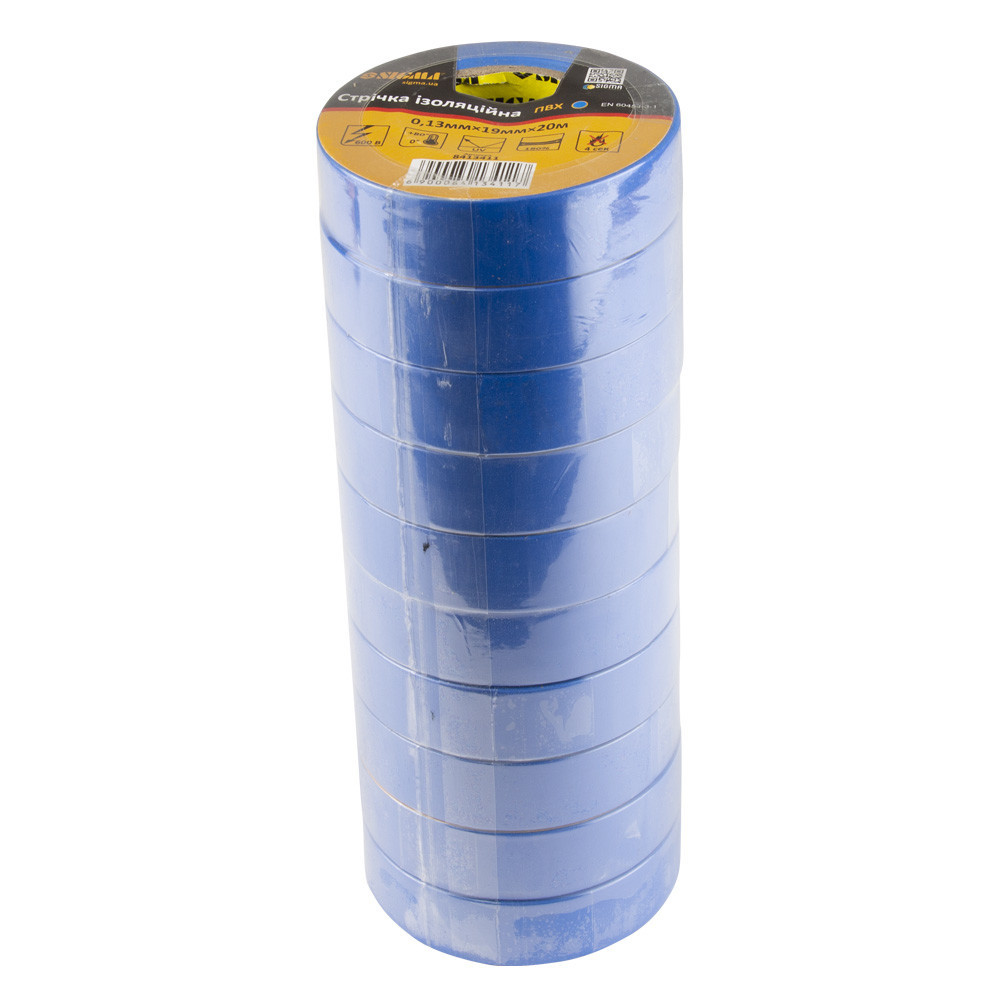 Стрічка ізоляційна ПВХ (синя) 0.13мм×19мм×20м SIGMA (8413411) Рівне - фото 2
