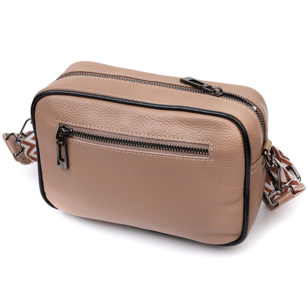 Модна шкіряна сумка з плетіннями для стильних жінок Vintage 22409 Бежева Київ - фото 2