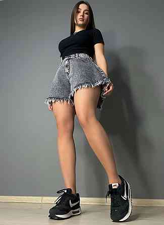 Шорты женские джинсовые Liana 4-040 короткие расклешенные с бахромой большие размеры черные, черный, З4, 34, 94 см Киев