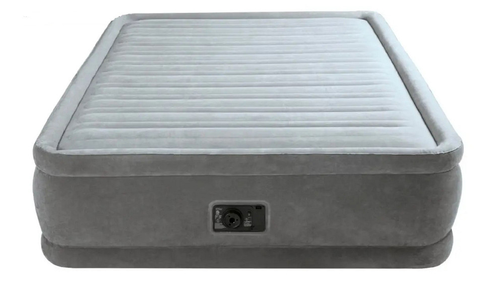 Кровать двуспальная надувная с электронасосом интекс 203х152х46 см серая Киев - изображение 1