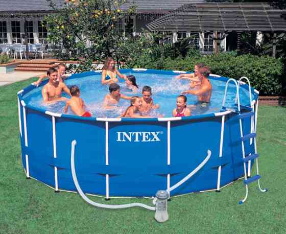 Каркасный бассейн Intex 457 х 122 см, 16805 литров, с лестницей, фильтрацией, тентом, подстилкой Киев