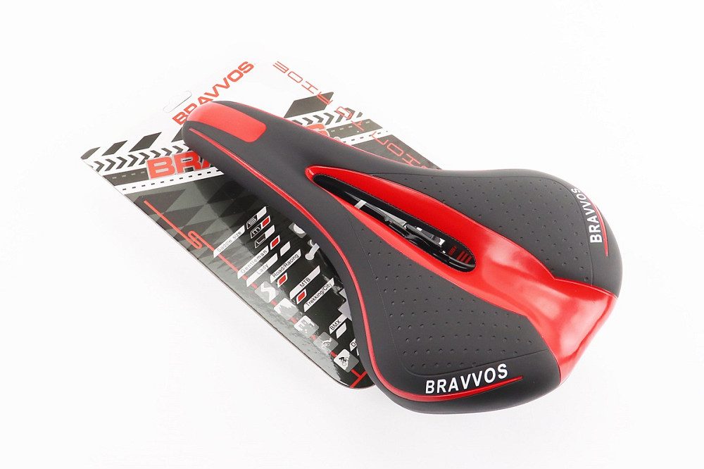 Сидіння MTB 270x140мм, чорно-червоне YF-1018 Київ - фото 1