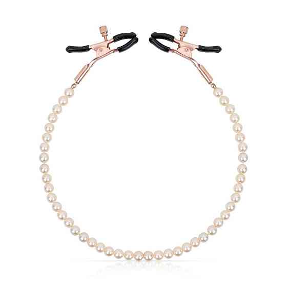 Затискачі для сосків з перлинним ланцюжком Rosy Gold - Nipple Clamps Pearls Sex Aura Київ
