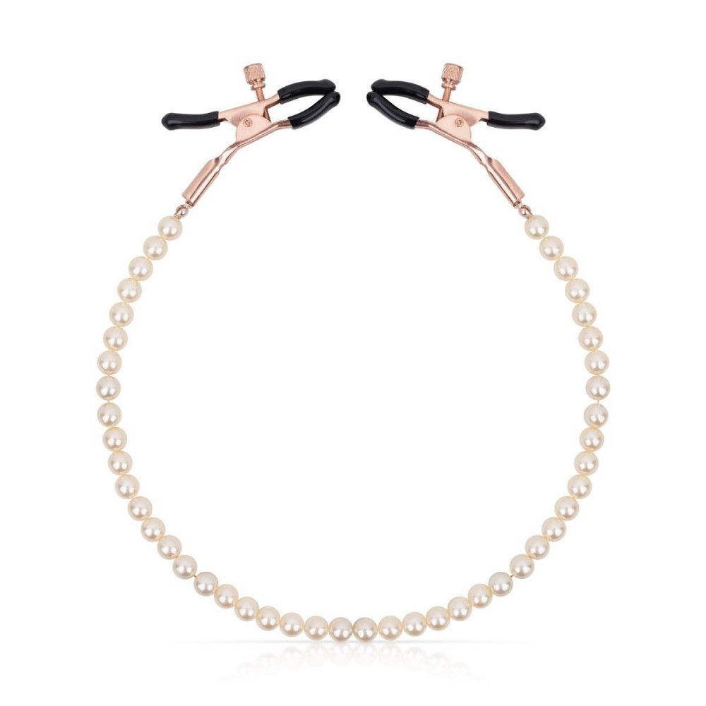 Затискачі для сосків з перлинним ланцюжком Rosy Gold - Nipple Clamps Pearls Sex Aura Київ - фото 5