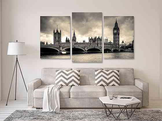 Модульная картина в гостиную / спальню  Сірий Лондон  Art-685_3 70x130 см Киев