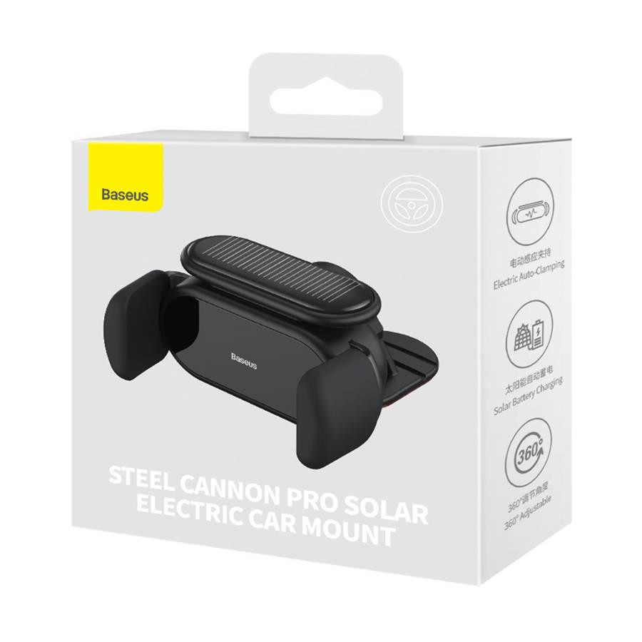 Автотримач для телефона Baseus Steel Cannon pro Solar Electric Car Mount Black Ковель - изображение 2